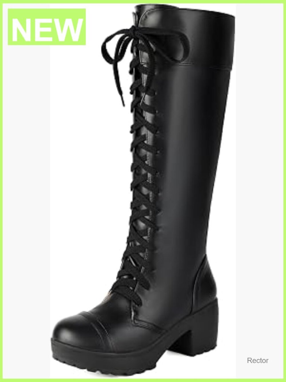Knee-High Combat Boots Lace-Up Platform Chunky Block Heel Goth Tall Boots